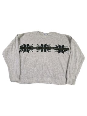 Vintage Crewneck Knit Sweater Mens 2XL Boxy Winter Snowflake USA Grunge Grandpa